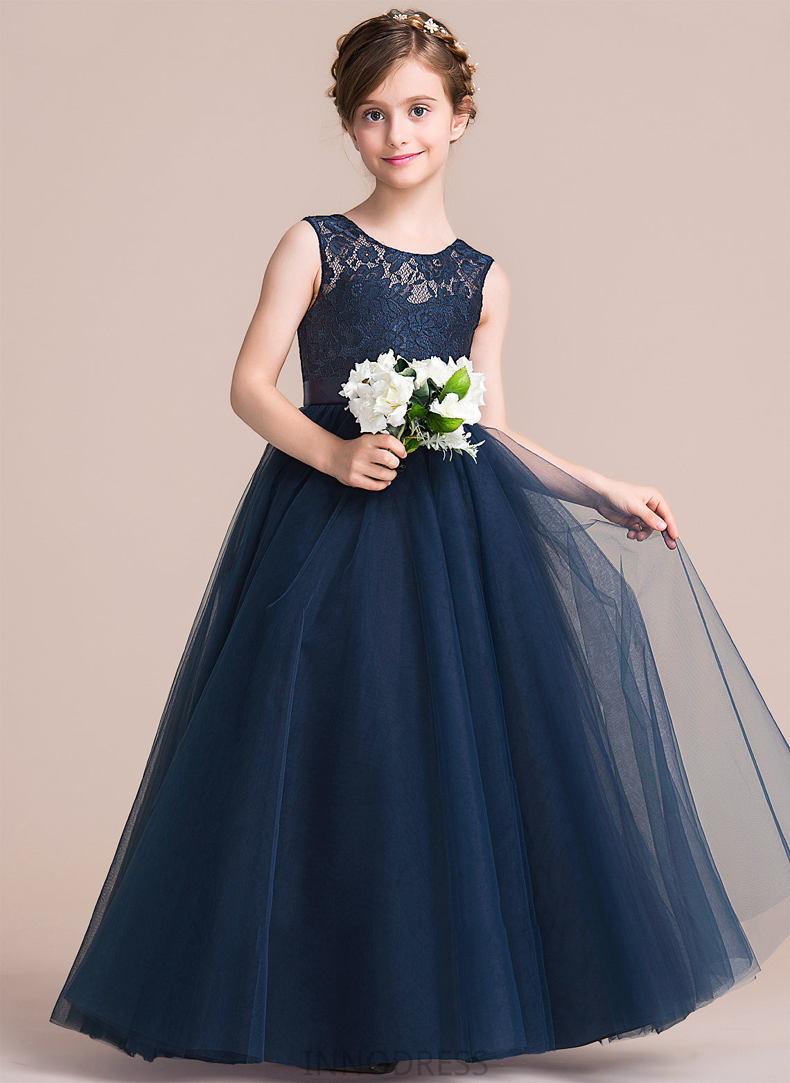 Ball-Gown/PrincessScoopNeckFloor-LengthTulleJuniorBridesmaidDressWithSash#126265 Junior Bridesmaid Dresses Rosemary