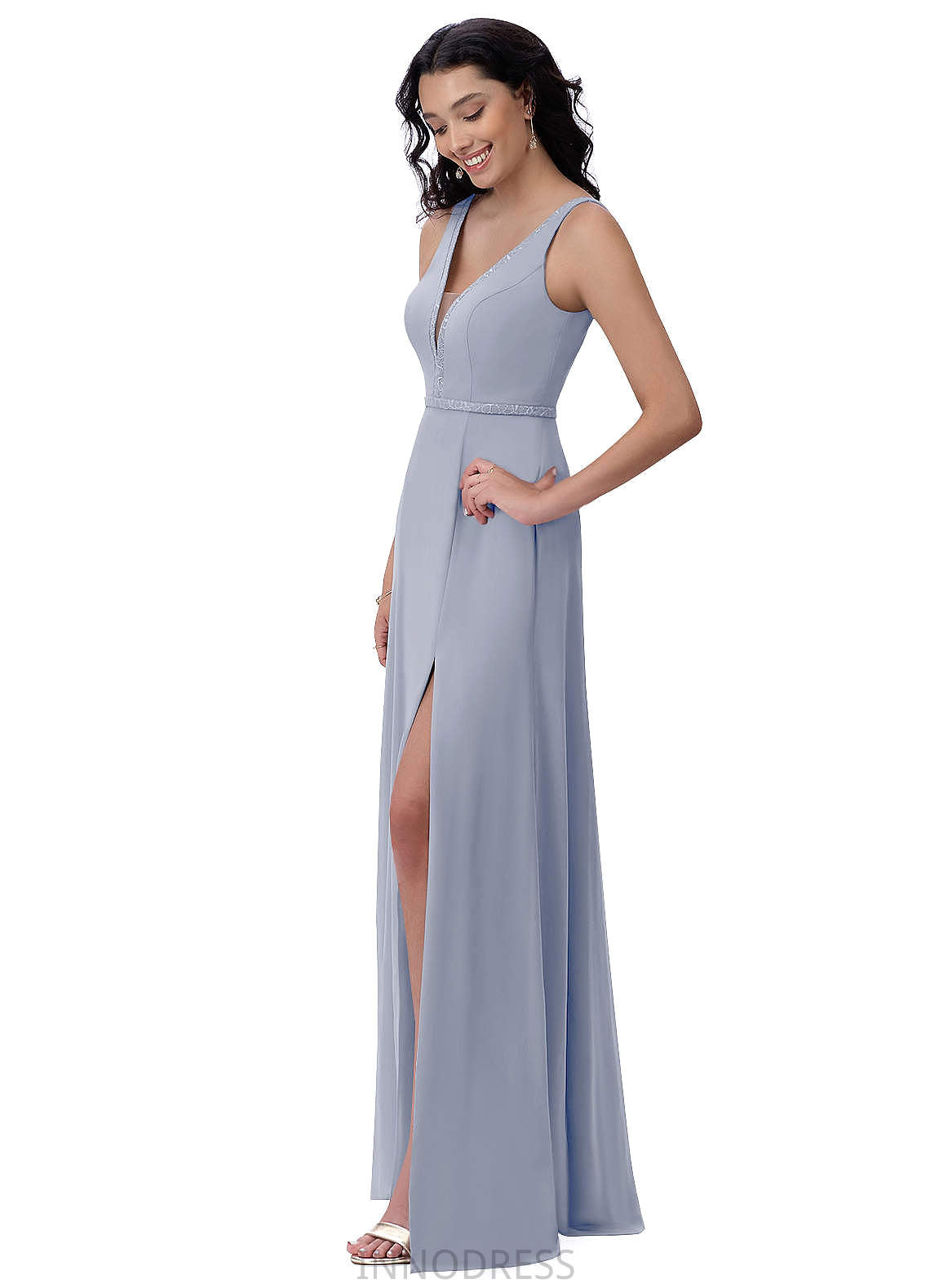 Naomi Natural Waist Sleeveless Off The Shoulder Floor Length A-Line/Princess Bridesmaid Dresses