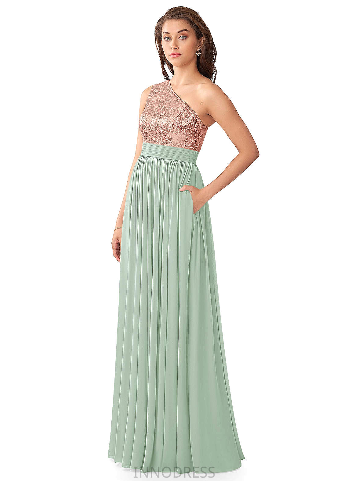 Angel Sleeveless Natural Waist A-Line/Princess Scoop Floor Length Bridesmaid Dresses