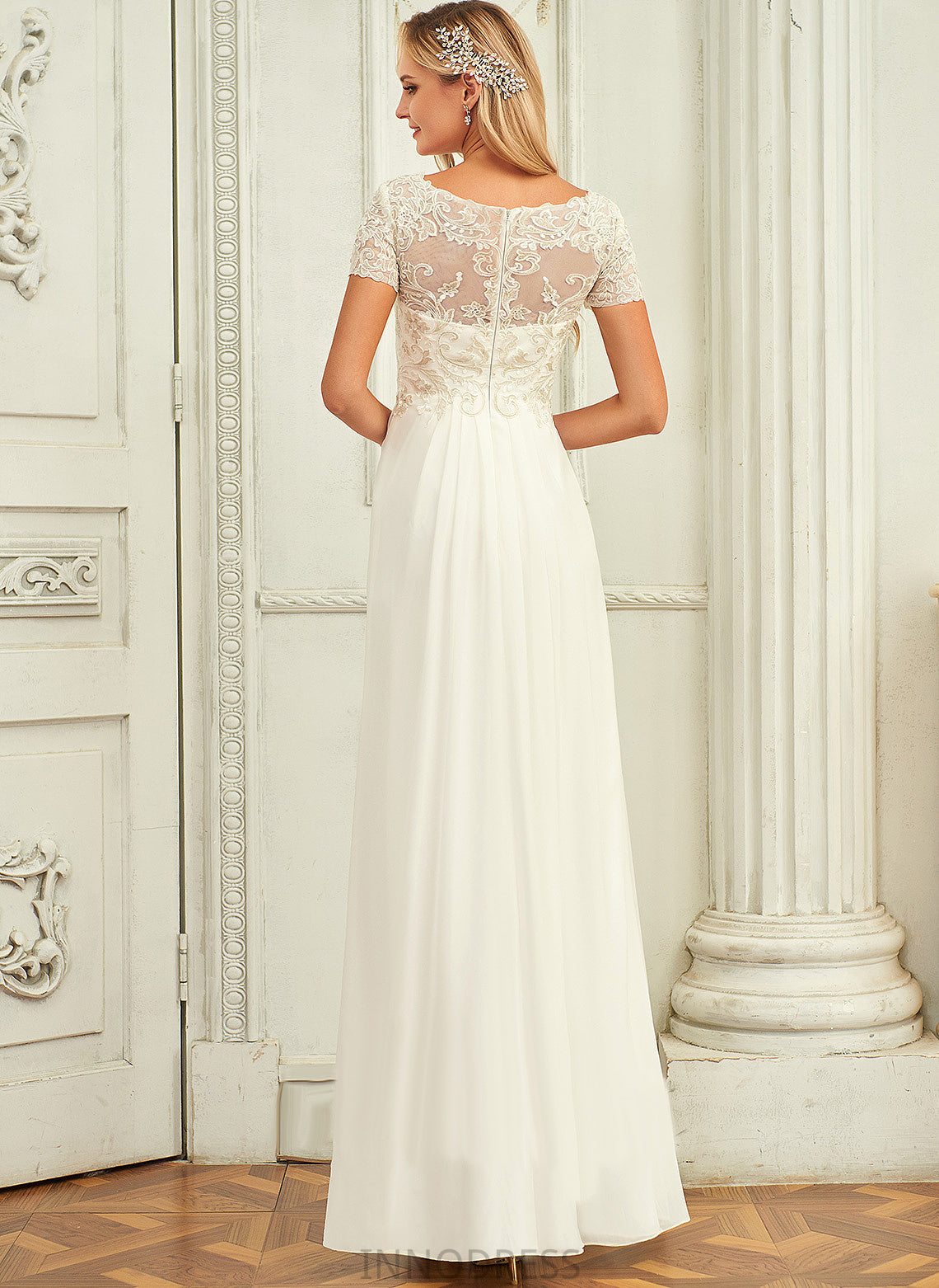 Chiffon Jazmine A-Line Wedding With Dress Wedding Dresses V-neck Floor-Length Lace