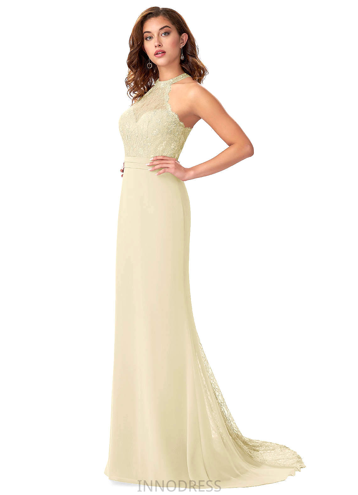 Rhoda Sleeveless Floor Length A-Line/Princess Natural Waist V-Neck Bridesmaid Dresses