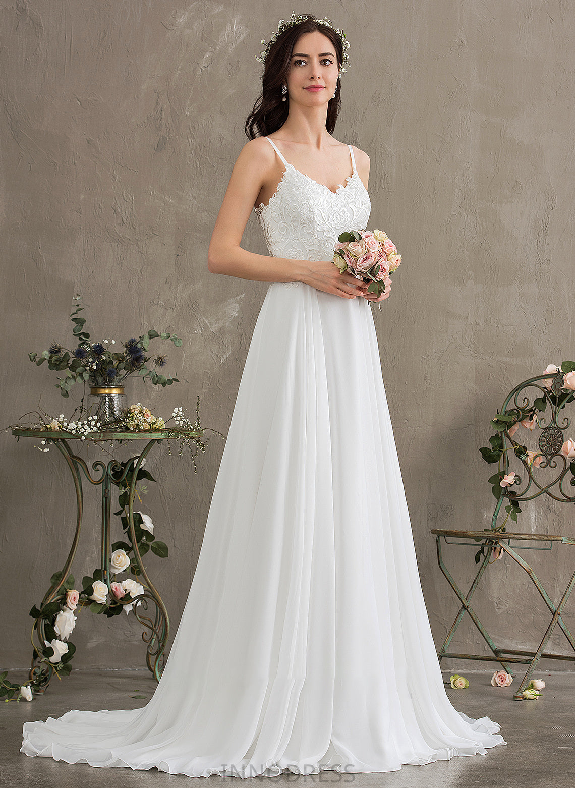 Wedding Dresses Wedding A-Line Dress Train Desirae Sweep Chiffon Sweetheart