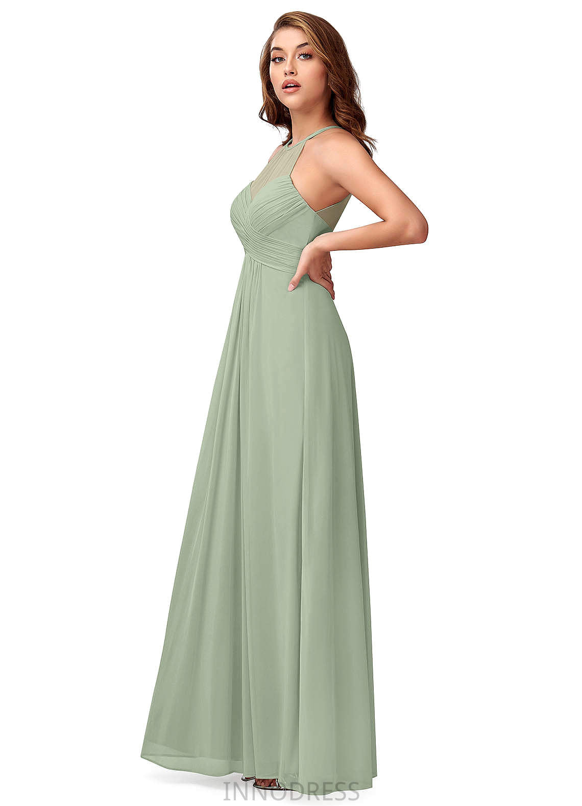 Karissa A-Line/Princess Sleeveless Spaghetti Staps Natural Waist Floor Length Bridesmaid Dresses