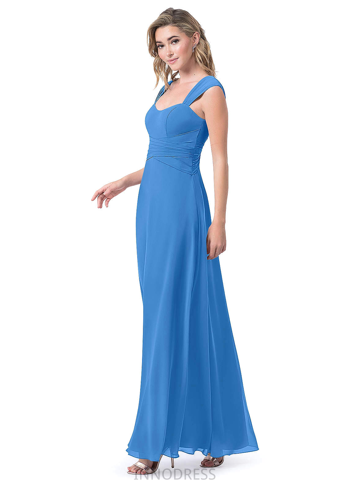 Ainsley V-Neck Sleeveless Natural Waist A-Line/Princess Floor Length Bridesmaid Dresses