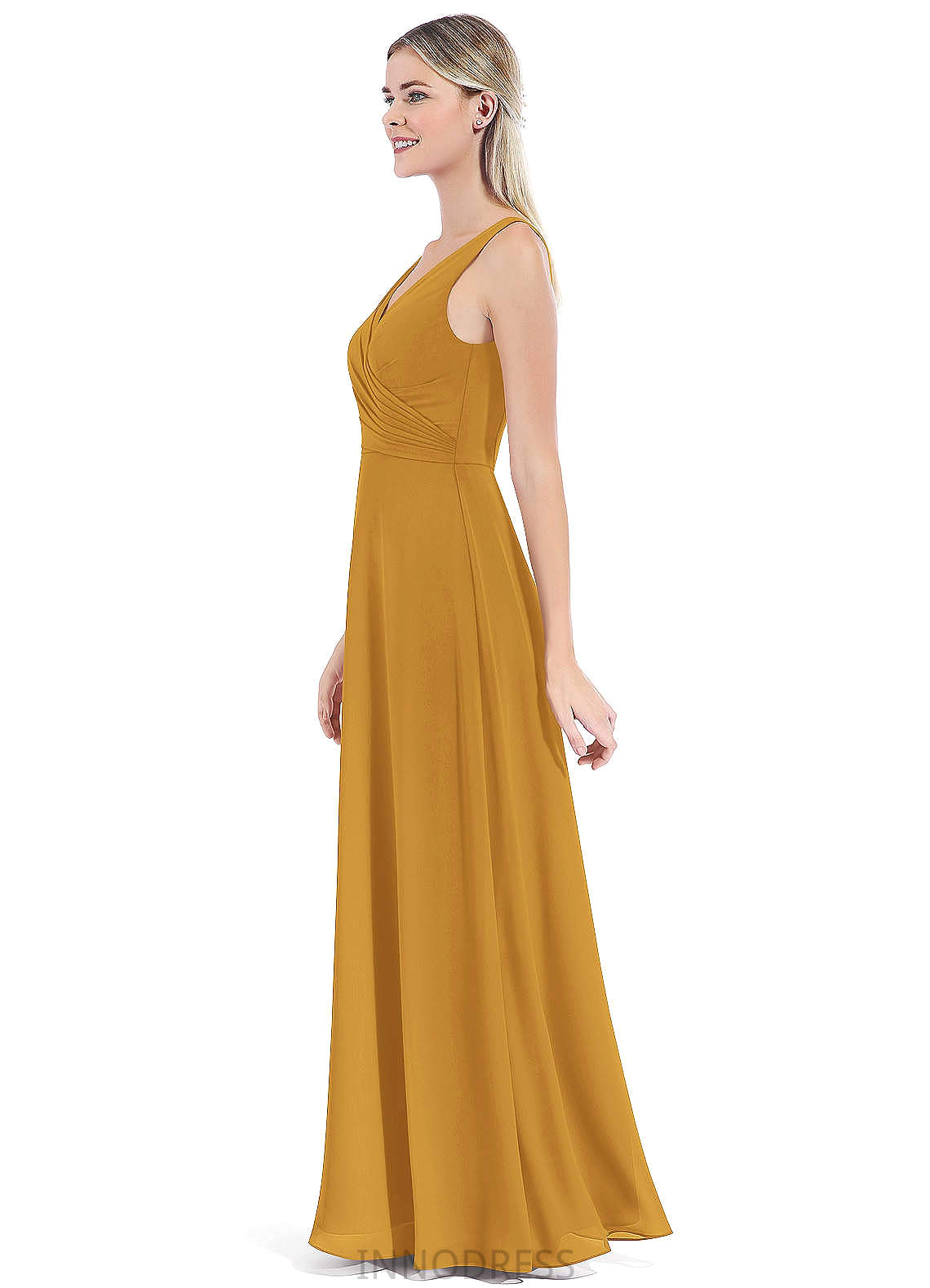 Sarah Natural Waist Floor Length Sleeveless Halter Sheath/Column Bridesmaid Dresses