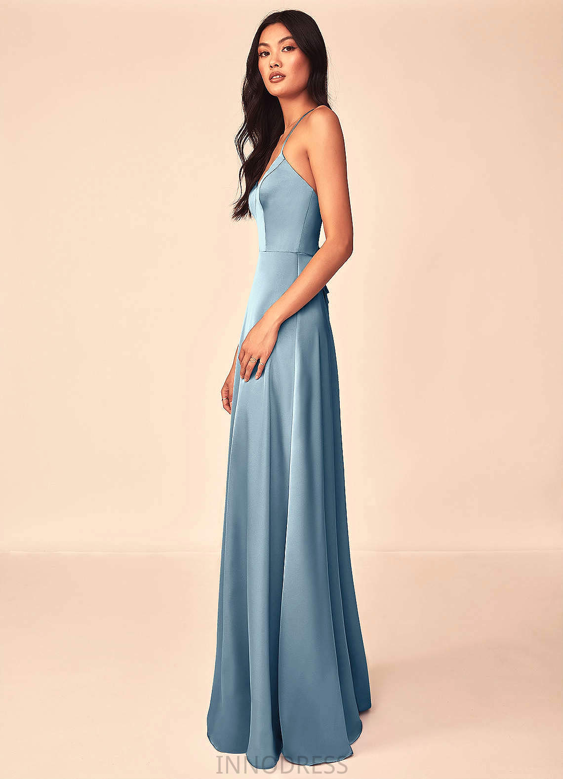 Janey One Shoulder Trumpet/Mermaid Sleeveless Floor Length Natural Waist Bridesmaid Dresses