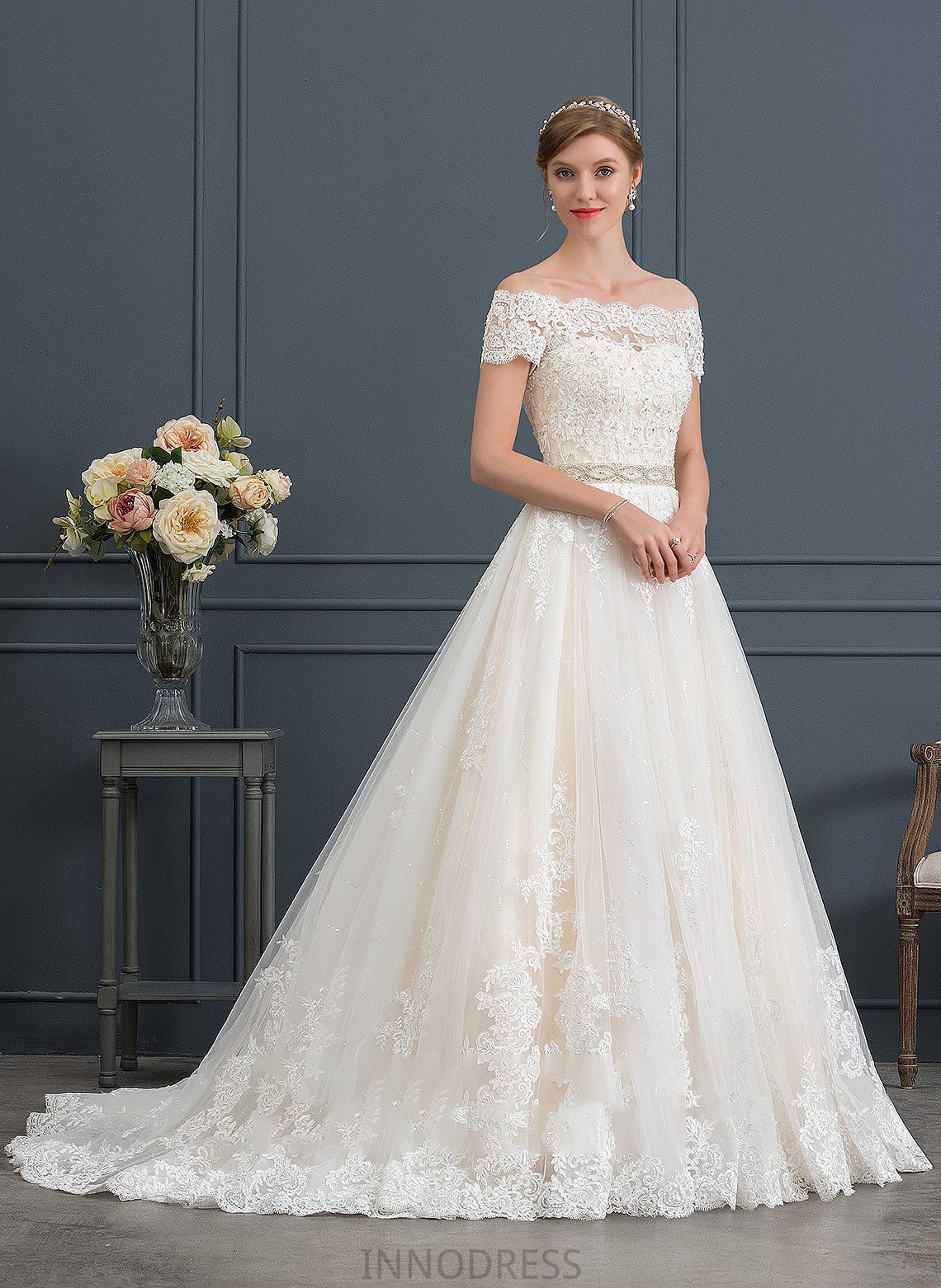 With Court Beading Sequins Dress Tulle Ball-Gown/Princess Wedding Dresses Train Wedding Clare