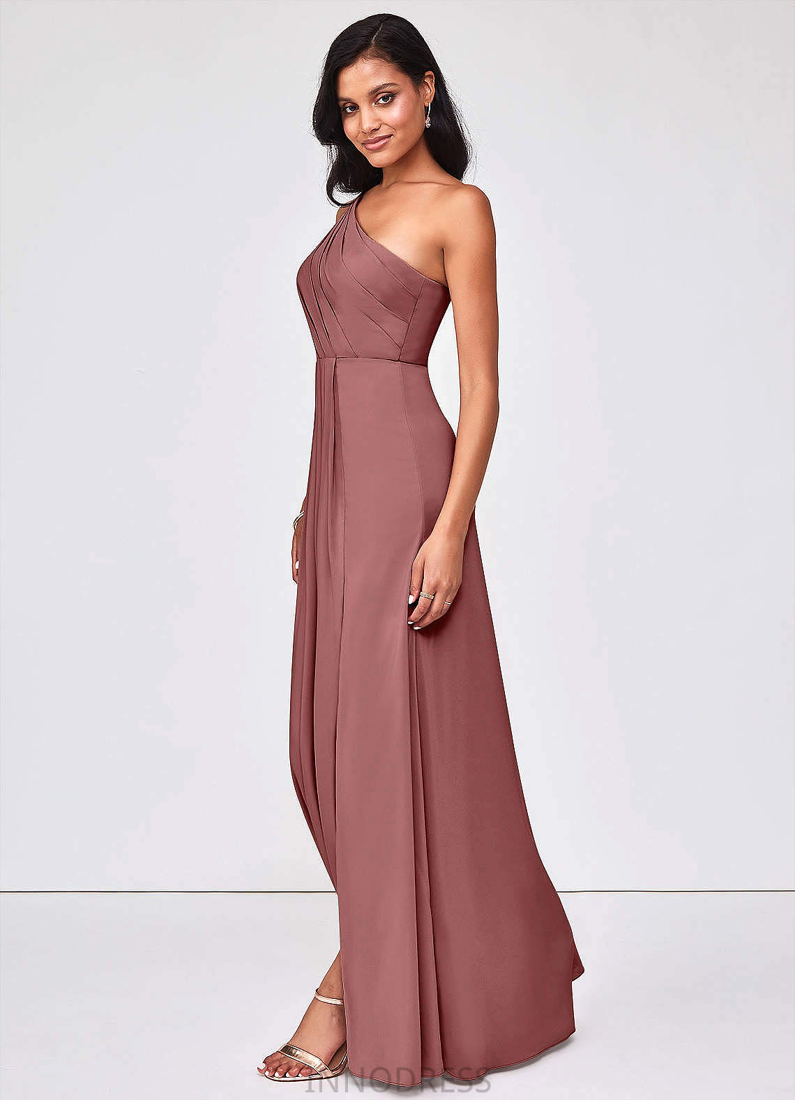 Saige Natural Waist A-Line/Princess Straps Floor Length Sleeveless Bridesmaid Dresses