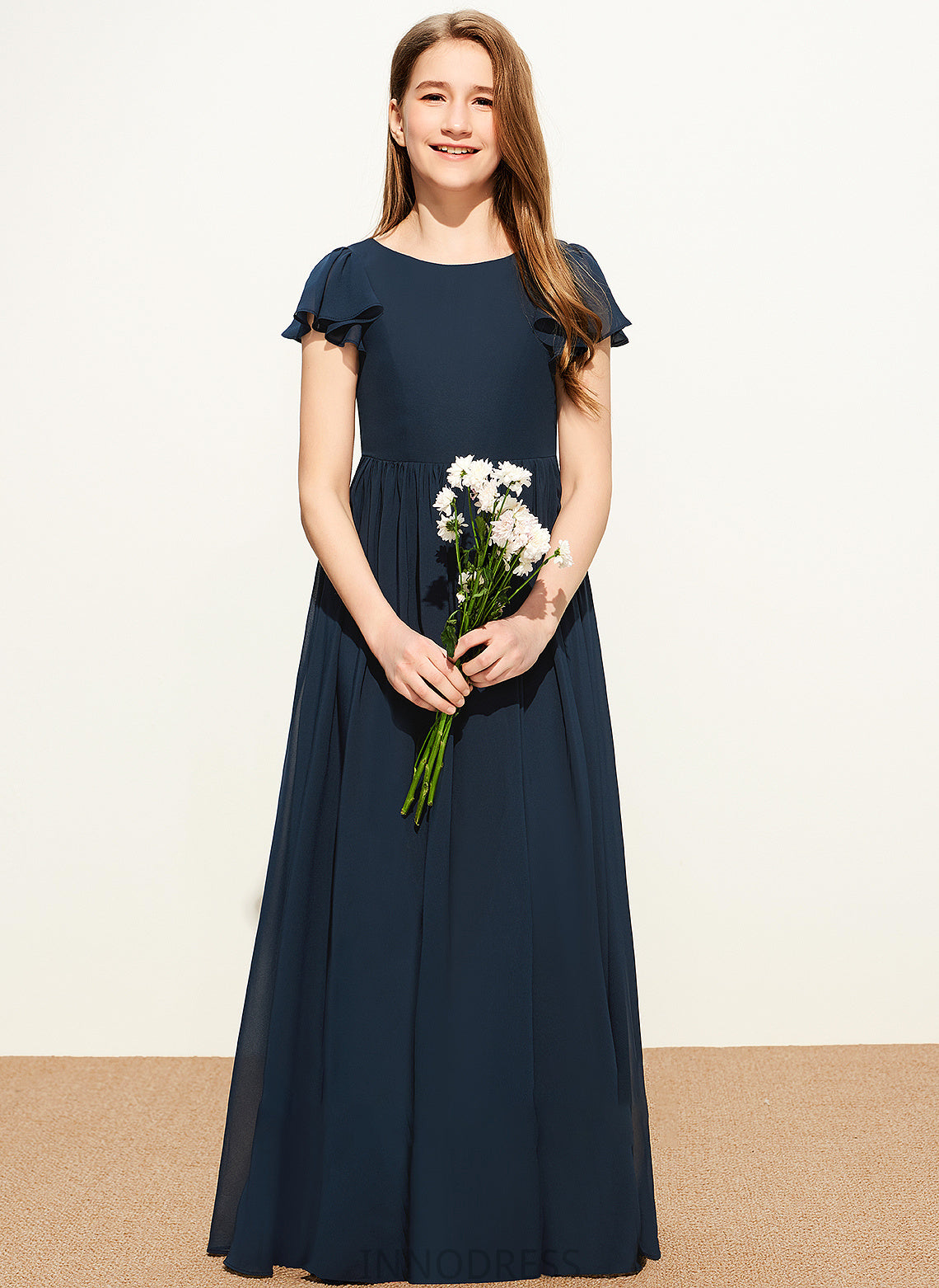 Hillary Junior Bridesmaid Dresses A-LineScoopNeckFloor-LengthChiffonJuniorBridesmaidDress#253684