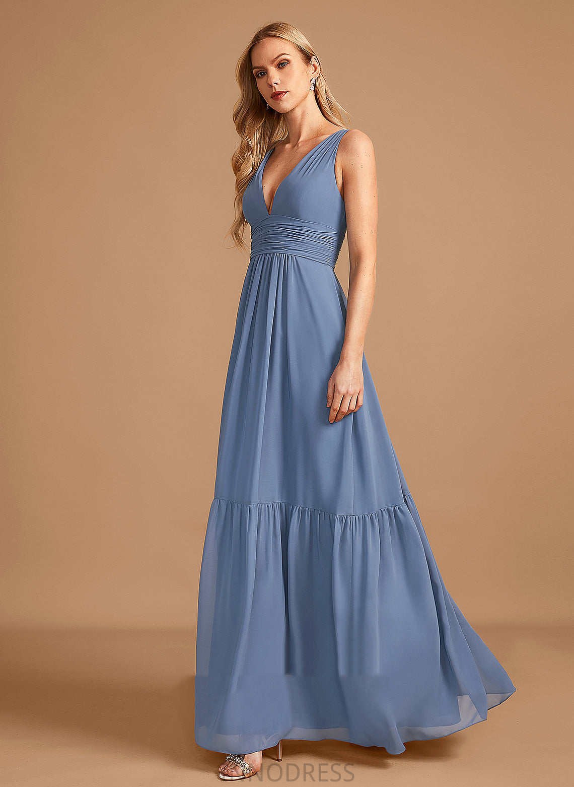 Silhouette Embellishment Neckline V-neck A-Line Floor-Length Pockets Fabric Length Ellen Natural Waist Scoop Bridesmaid Dresses