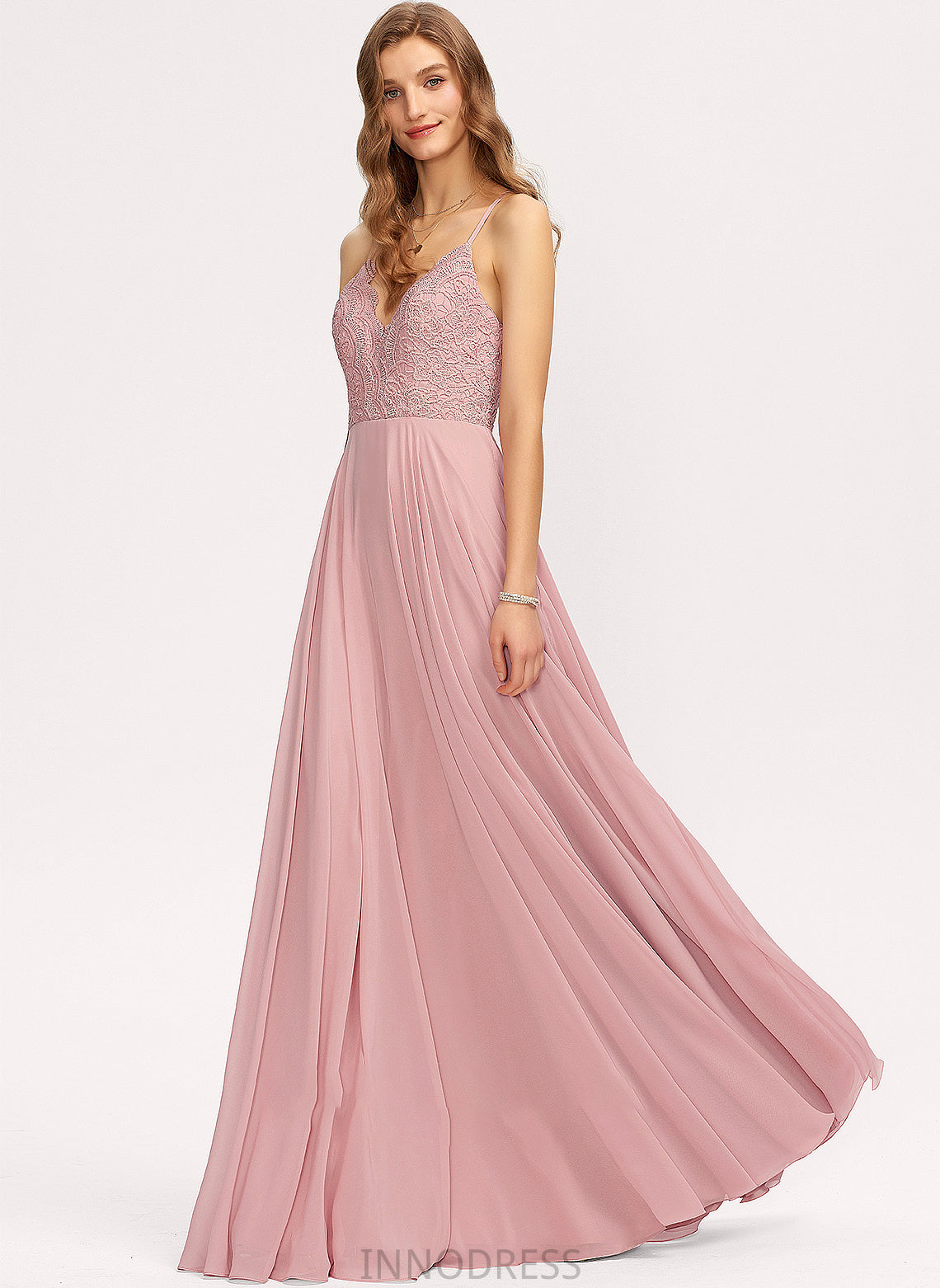 Chiffon Prom Dresses A-Line V-neck Aisha Floor-Length