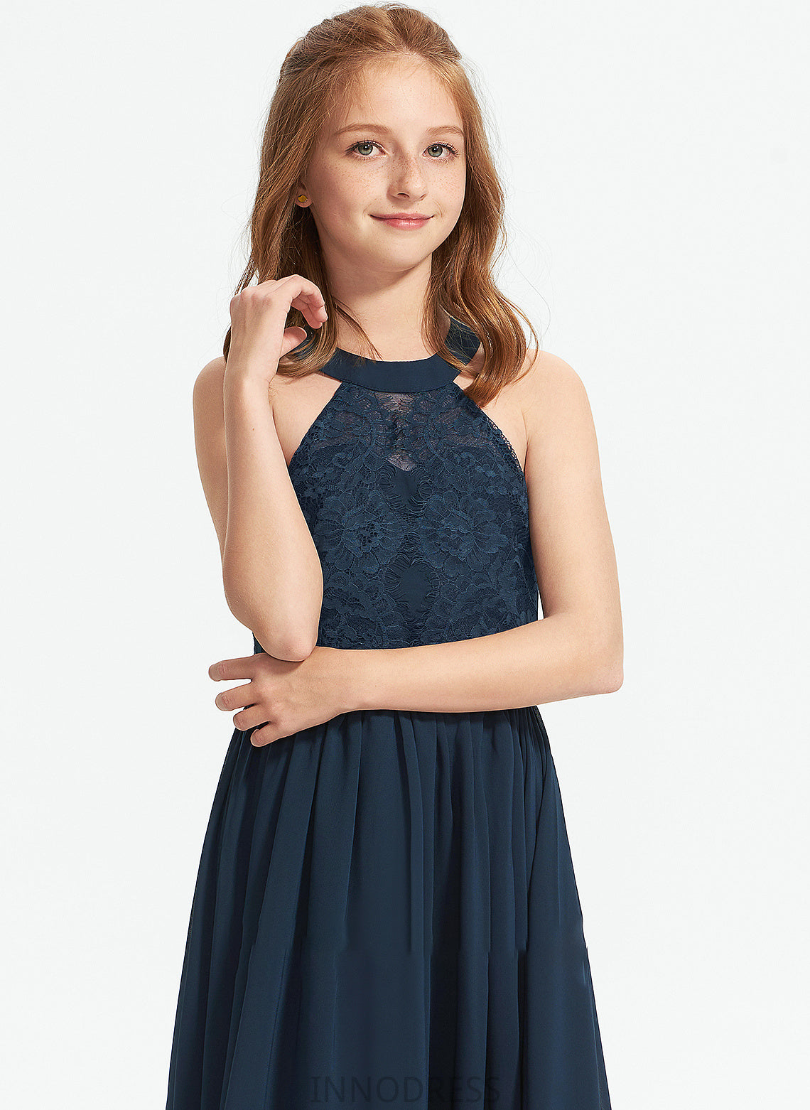 Cali Junior Bridesmaid Dresses A-LineScoopNeckFloor-LengthChiffonLaceJuniorBridesmaidDress#234030