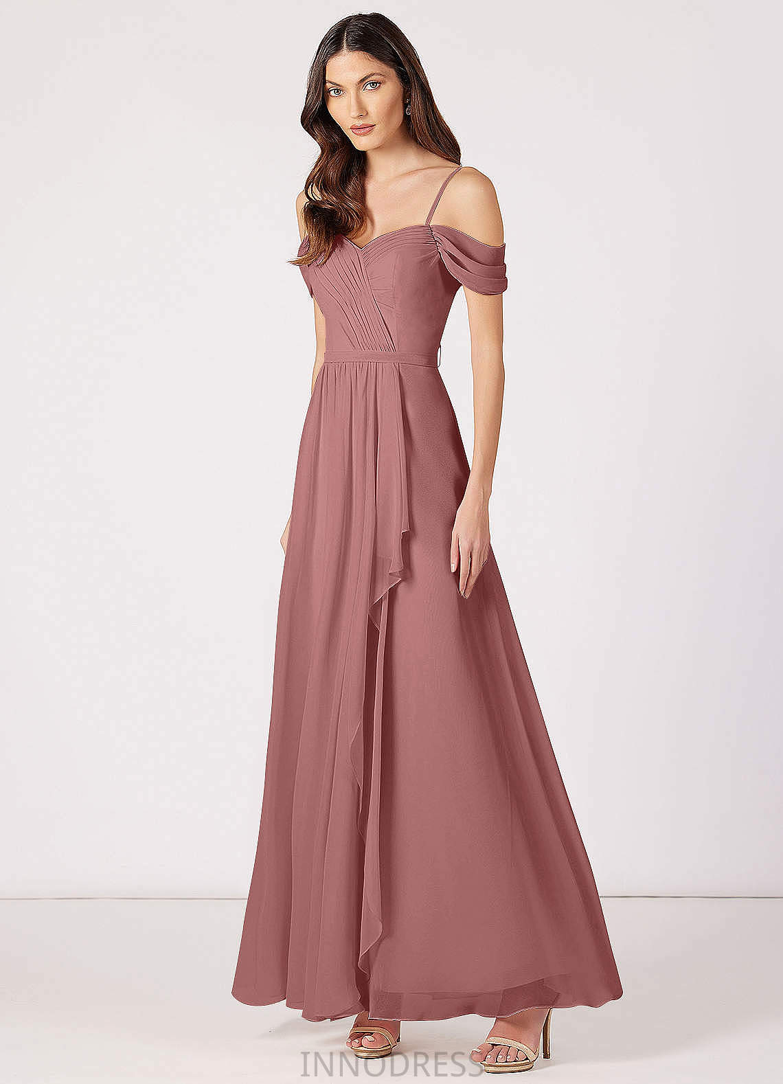 Cailyn Natural Waist Spaghetti Staps Sleeveless A-Line/Princess Floor Length Bridesmaid Dresses