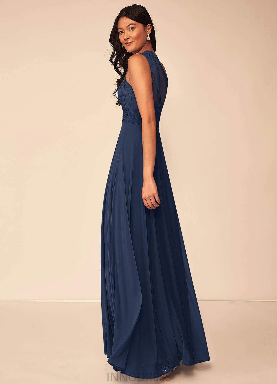 Kayla Sleeveless V-Neck A-Line/Princess Natural Waist Floor Length Bridesmaid Dresses