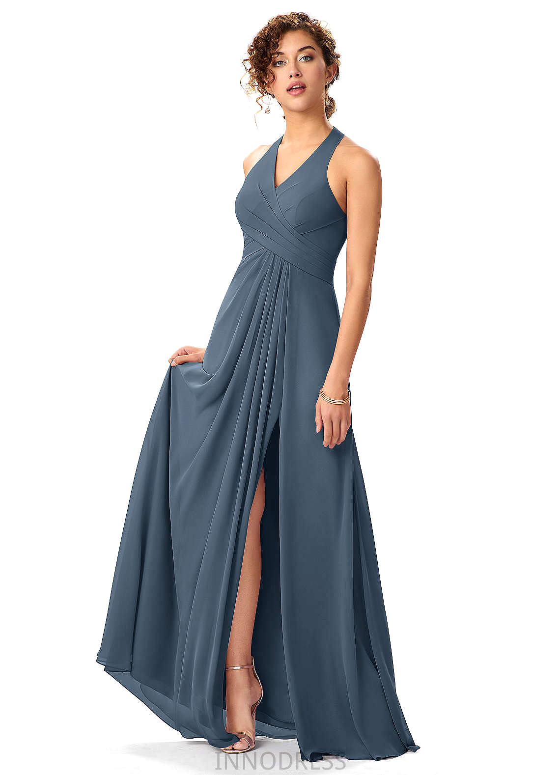 Vanessa Natural Waist Sleeveless Floor Length A-Line/Princess Spaghetti Staps Bridesmaid Dresses