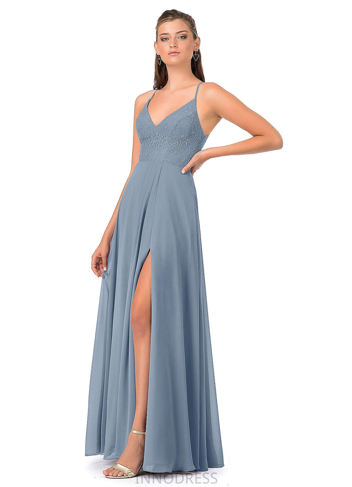 Gemma Natural Waist Sleeveless V-Neck Floor Length A-Line/Princess Bridesmaid Dresses