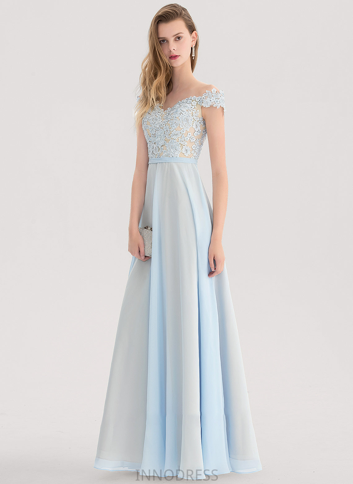 With Chiffon Prom Dresses Sequins A-Line Off-the-Shoulder Floor-Length Chaya Beading