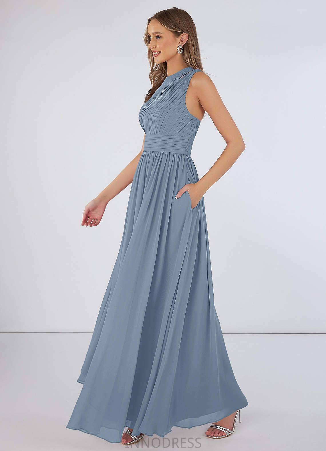 Karen Floor Length A-Line/Princess Natural Waist Straps Sleeveless Bridesmaid Dresses