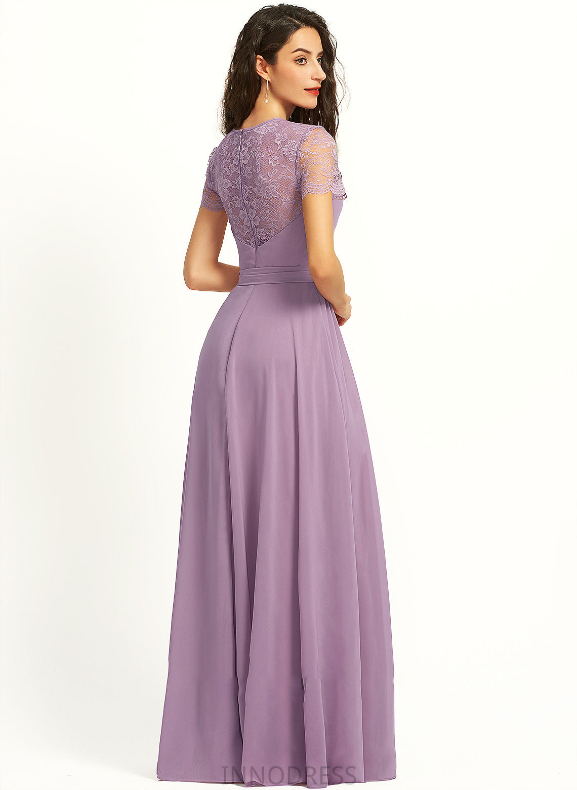 Floor-Length ScoopNeck Length A-Line Straps Fabric Neckline Silhouette Lace Monique Spaghetti Staps Natural Waist