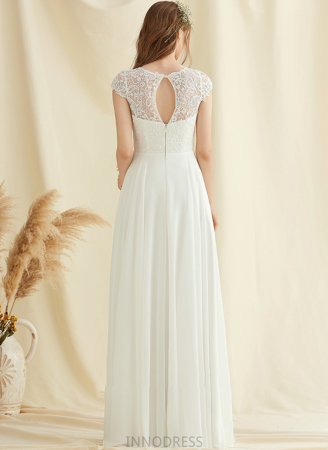 A-Line Chiffon Floor-Length Lace Dress Wedding Avah Wedding Dresses