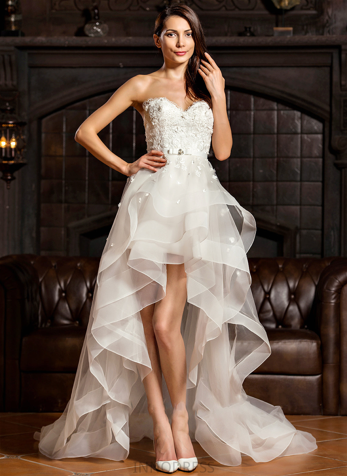 Wedding Beading Tulle Wedding Dresses Dress A-Line With Ann Asymmetrical Sweetheart Bow(s)