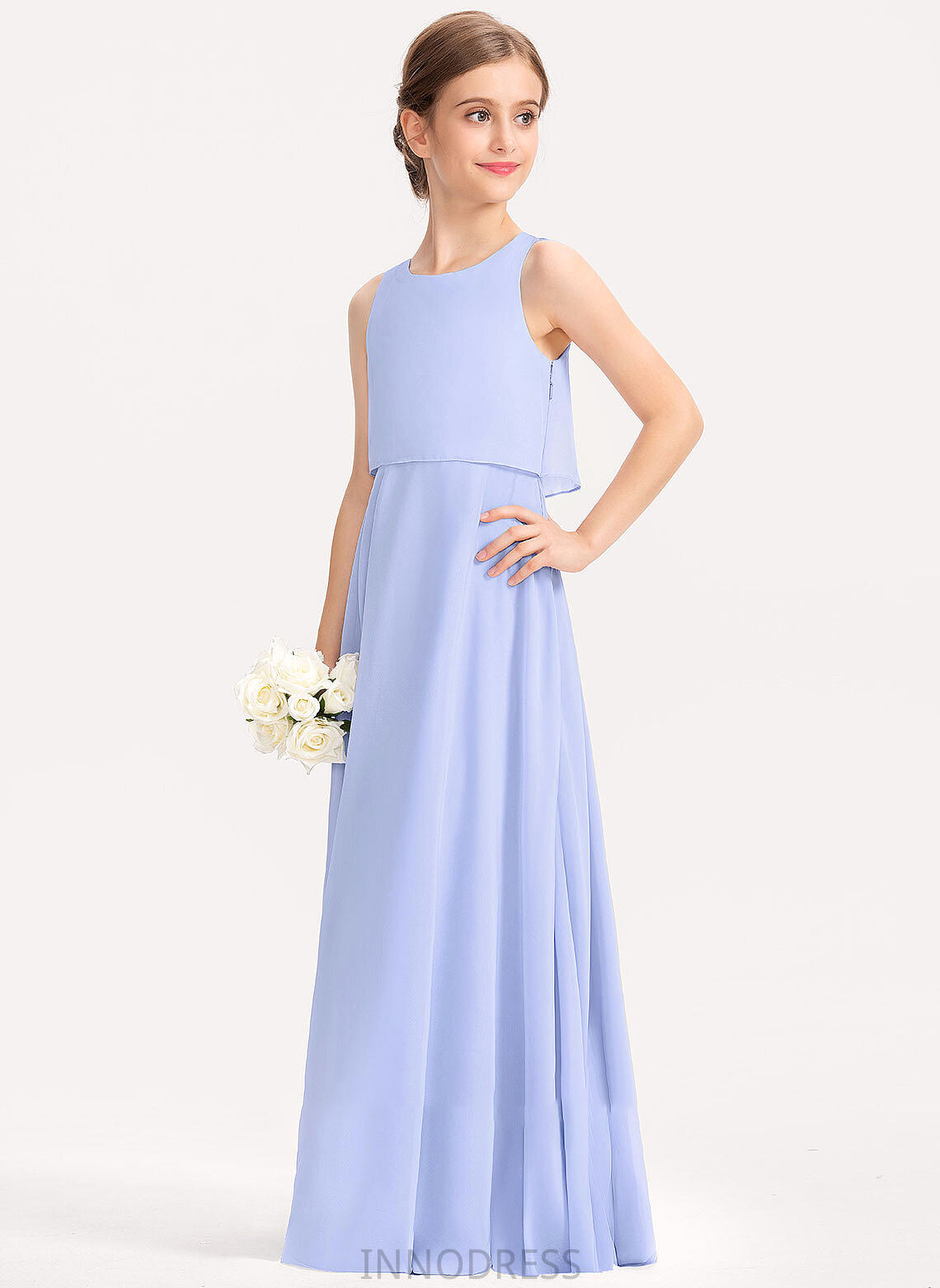 Chiffon A-Line Junior Bridesmaid Dresses Scoop Amari Floor-Length Neck