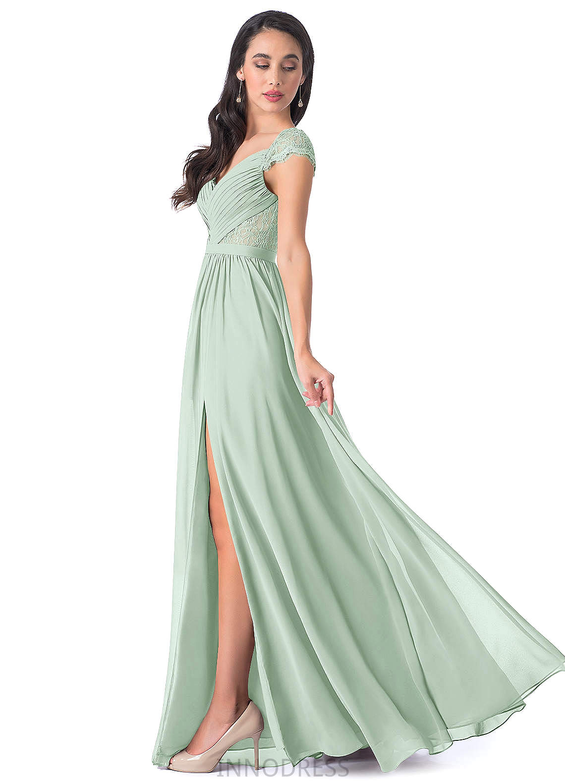 Pam Floor Length Sleeveless Natural Waist A-Line/Princess Spaghetti Staps Bridesmaid Dresses