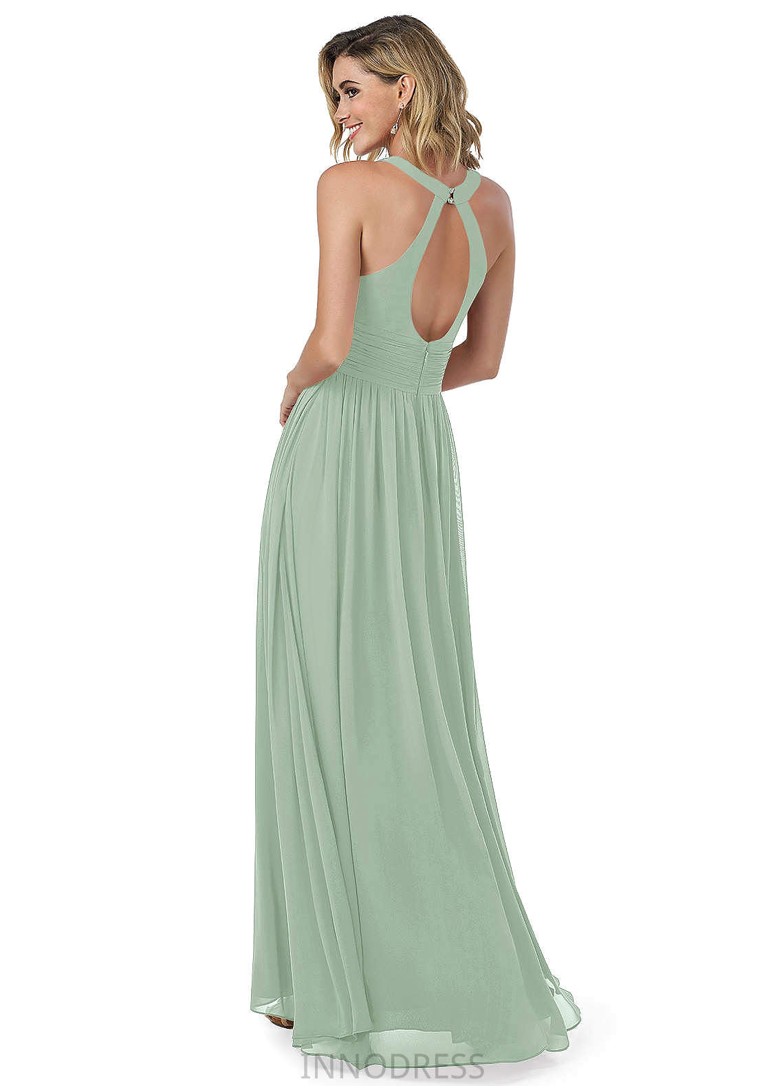 Lillie Spandex Sheath/Column Natural Waist Floor Length Sleeveless V-Neck Bridesmaid Dresses