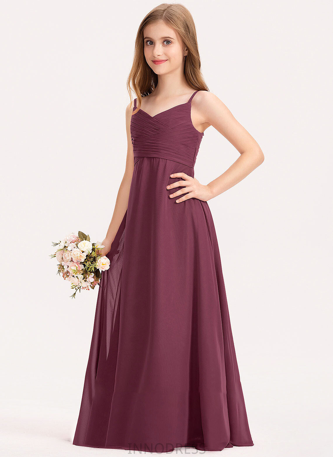 Junior Bridesmaid Dresses Ruffle With Floor-Length Shyanne Chiffon A-Line Sweetheart