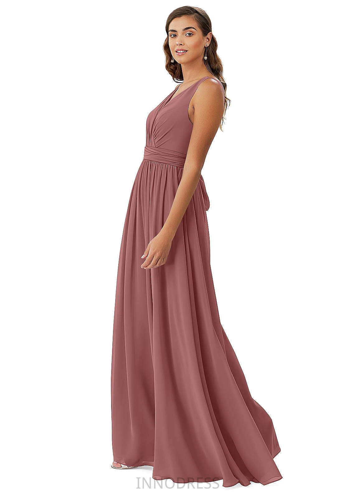 Cassie Sleeveless Natural Waist A-Line/Princess Scoop Floor Length Bridesmaid Dresses