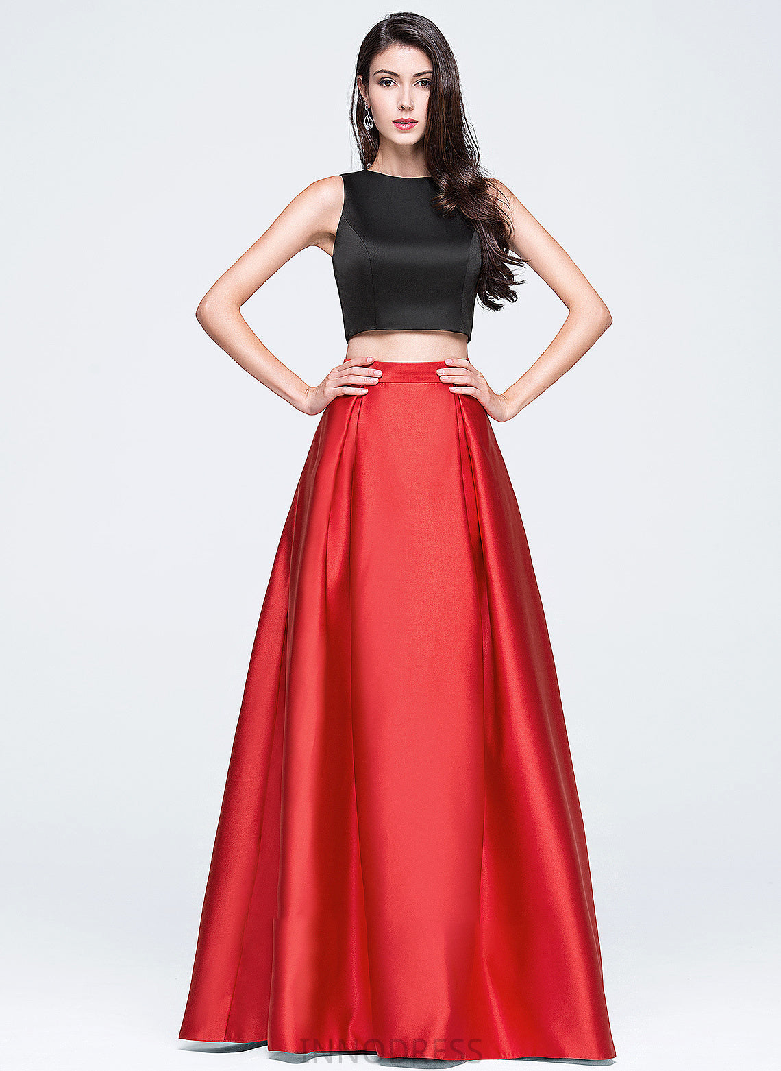 Neck Pockets Prom Dresses Scoop Rebekah Floor-Length Ball-Gown/Princess Satin With