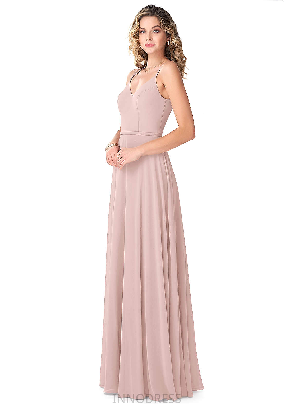 Lilliana Sleeveless Natural Waist Floor Length A-Line/Princess Spaghetti Staps Bridesmaid Dresses