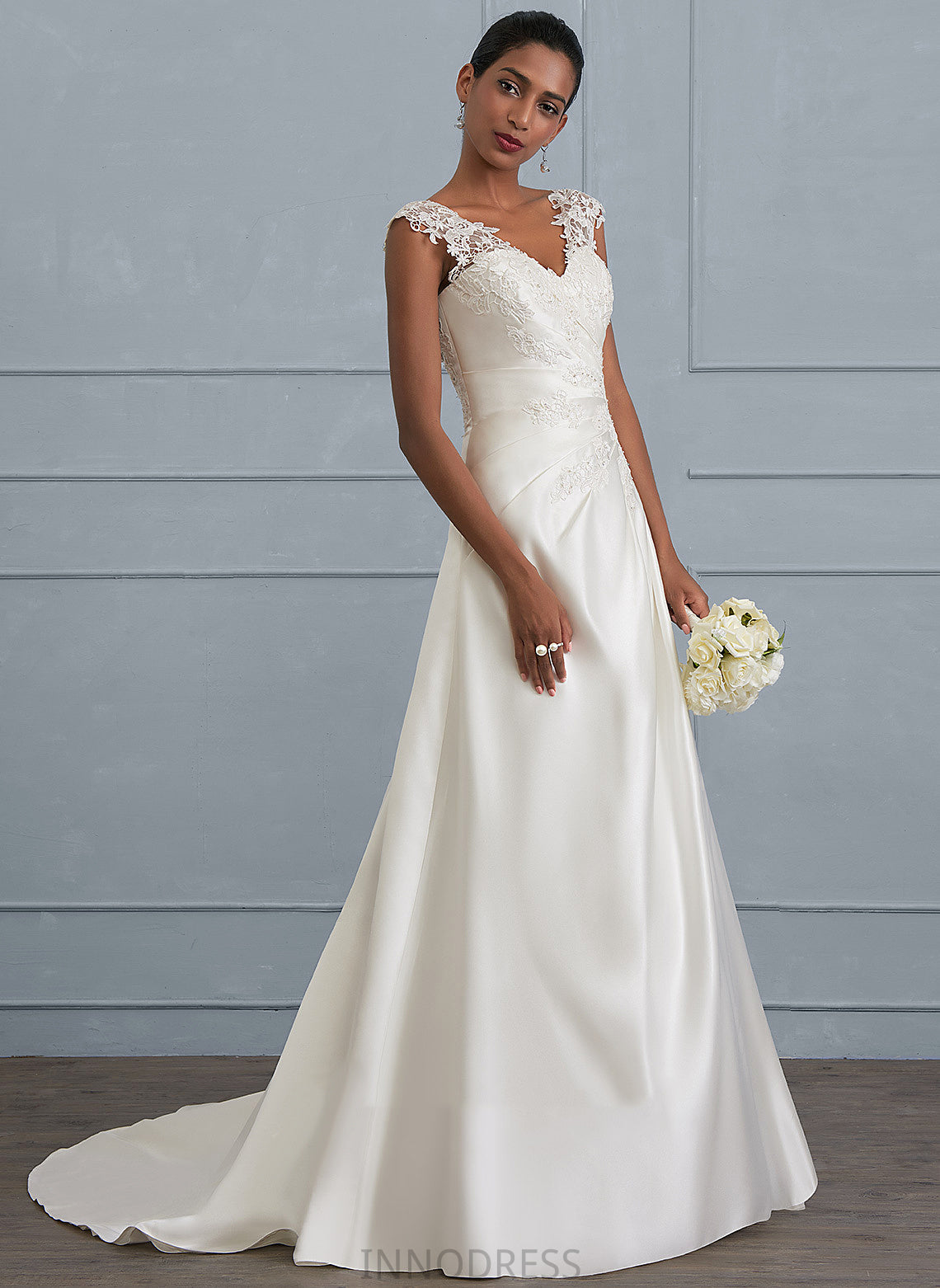 Wedding Dresses Sequins Lace Wedding Ruffle Sweep Kailey With Ball-Gown/Princess Dress V-neck Satin Train Beading