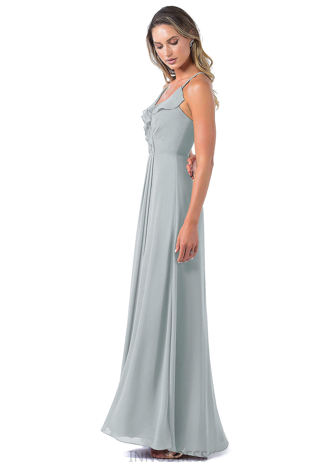 Saige Natural Waist Straps Off The Shoulder Floor Length Sleeveless Bridesmaid Dresses