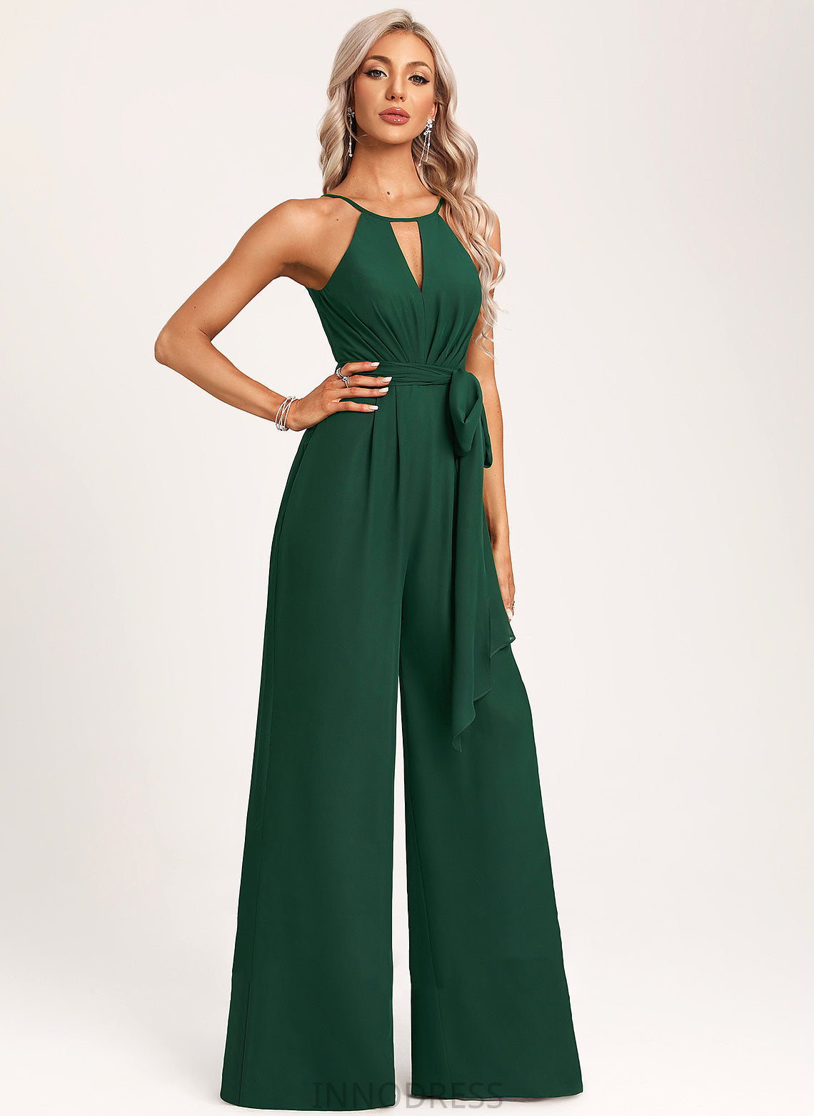 Straps&Sleeves SpaghettiStraps Sleeveless Fabric Halter Floor-Length Length Neckline BackStyle Quinn A-Line/Princess Floor Length Bridesmaid Dresses