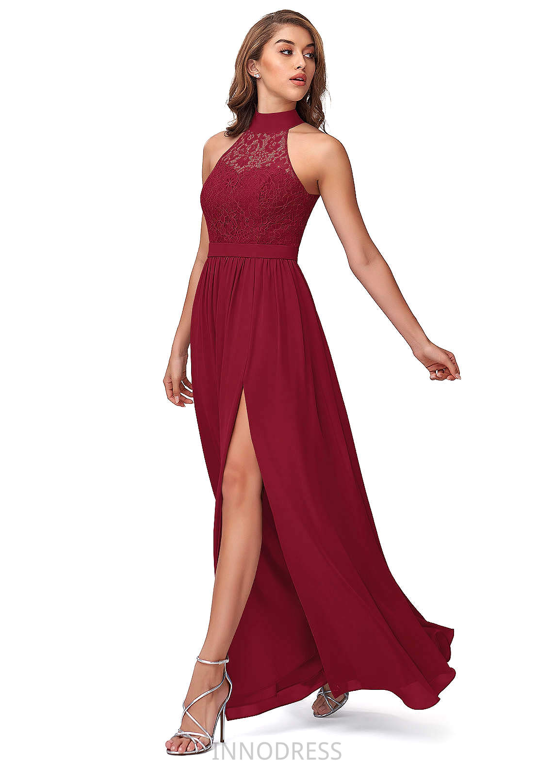 Maria Sleeveless Floor Length V-Neck A-Line/Princess Natural Waist Bridesmaid Dresses