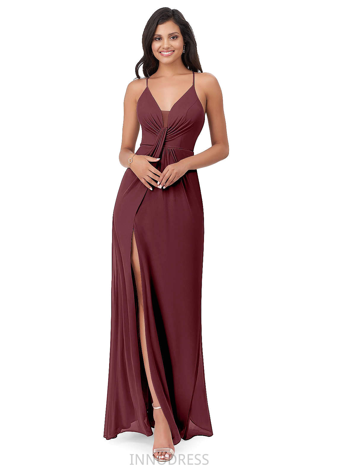 Valery Sleeveless Natural Waist A-Line/Princess Floor Length Bridesmaid Dresses