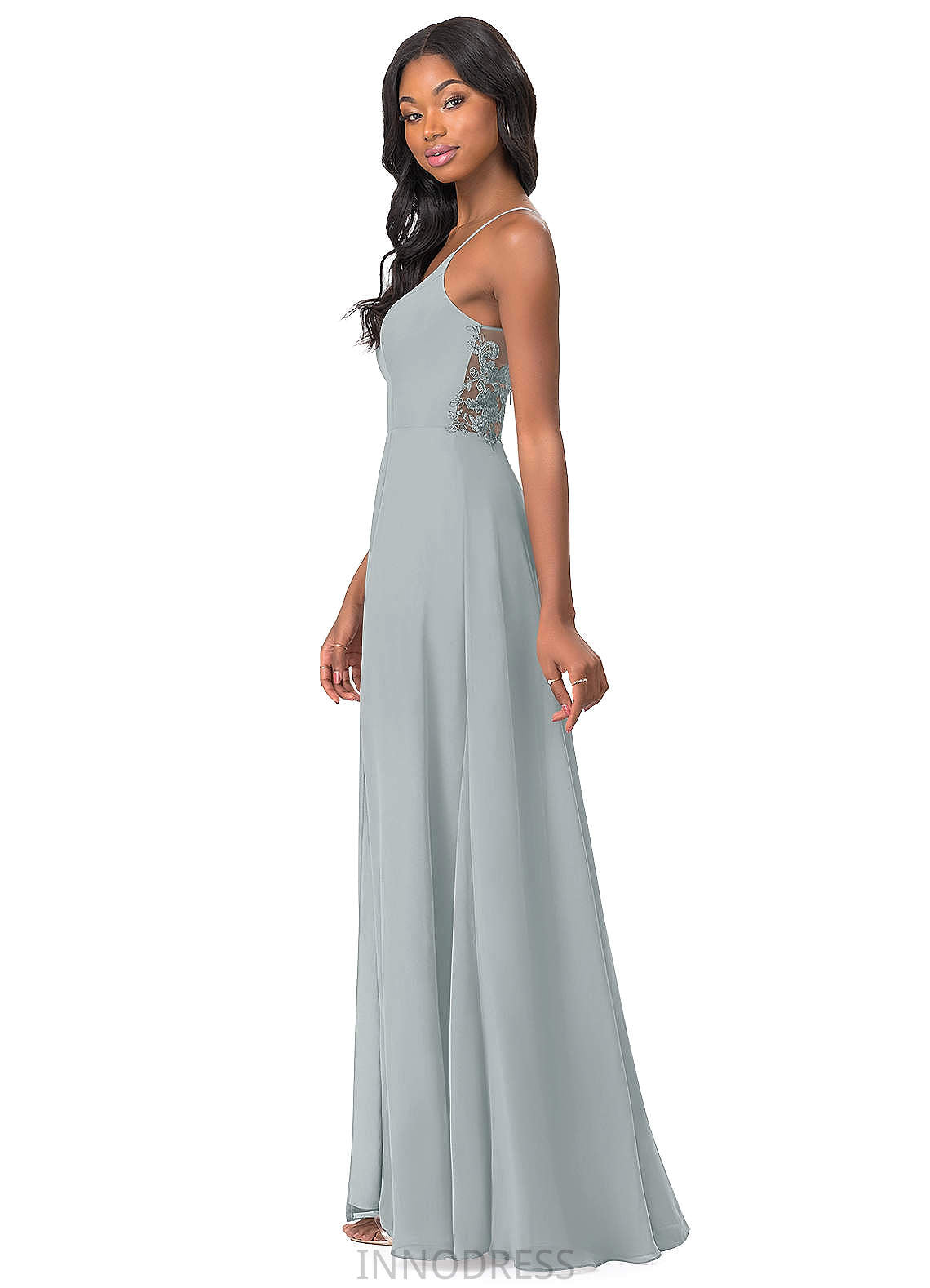 Kiara Floor Length Natural Waist Tulle Spaghetti Staps Sleeveless A-Line/Princess Bridesmaid Dresses