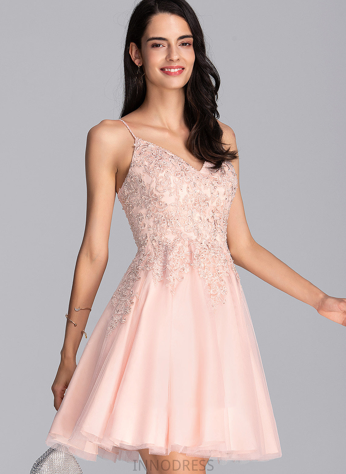 With V-neck Prom Dresses Dana Tulle Short/Mini Beading A-Line Sequins