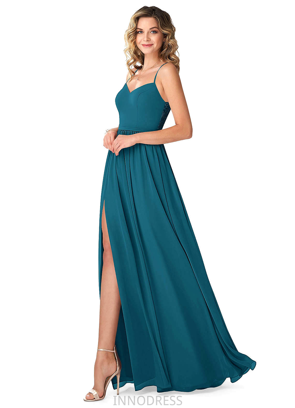 Elyse Spaghetti Staps Floor Length Trumpet/Mermaid Sleeveless Natural Waist Bridesmaid Dresses