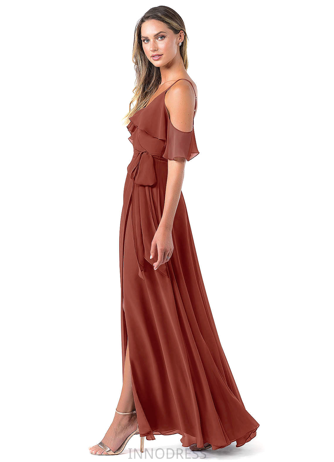 Dania Floor Length Sleeveless Halter Sheath/Column Natural Waist Bridesmaid Dresses