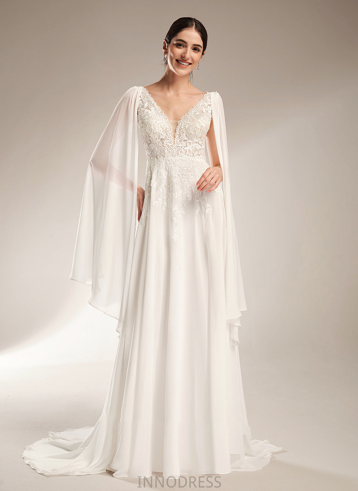 V-neck Shania Dress Wedding Dresses A-Line Train With Sequins Court Wedding