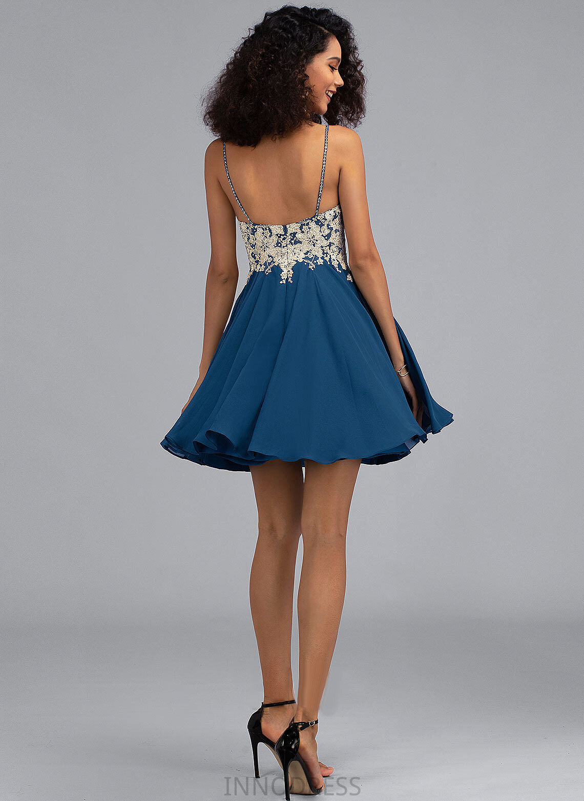 Chiffon Amani Short/Mini V-neck With A-Line Beading Prom Dresses