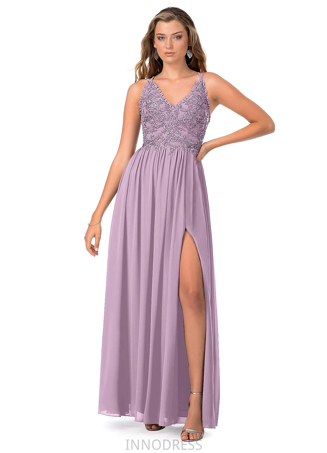 Dakota A-Line/Princess Sleeveless Natural Waist Floor Length Spaghetti Staps Bridesmaid Dresses