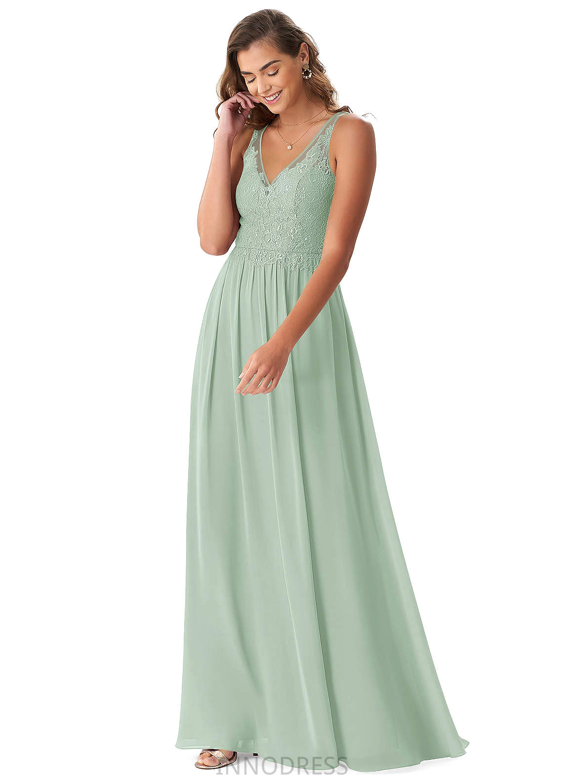 Germaine Floor Length Natural Waist Sleeveless Halter Sheath/Column Bridesmaid Dresses