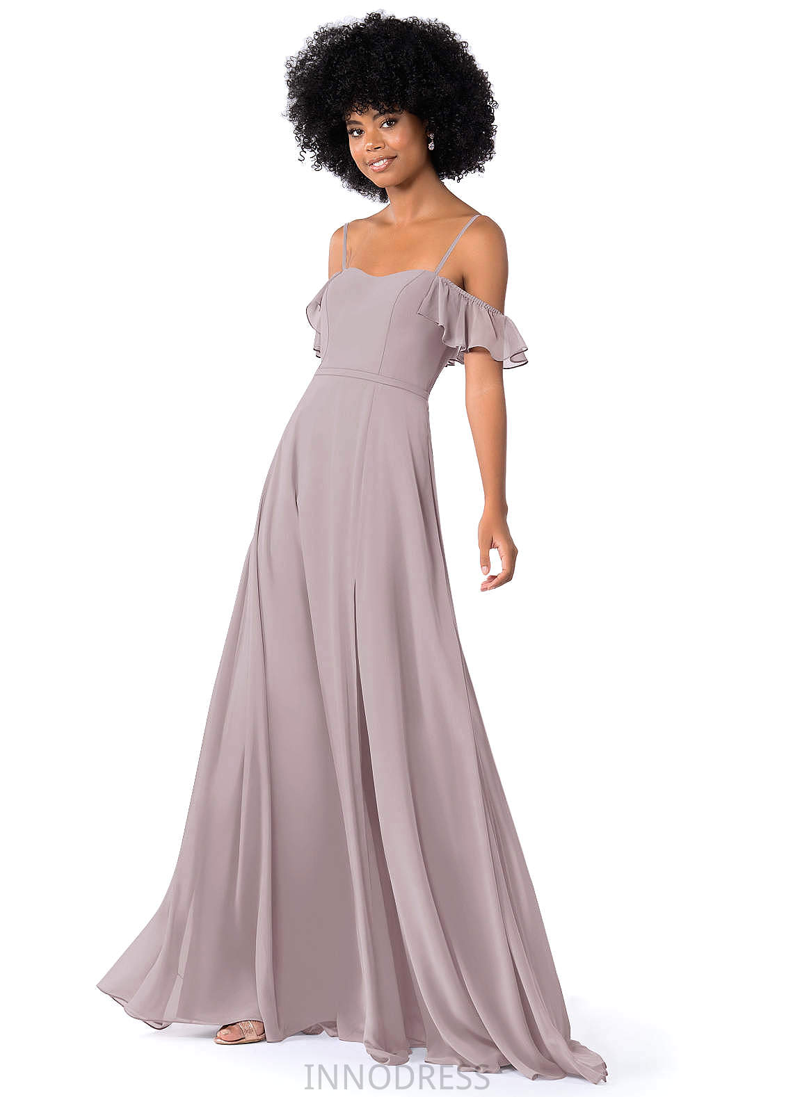 Beryl Natural Waist Sleeveless A-Line/Princess Floor Length V-Neck Bridesmaid Dresses