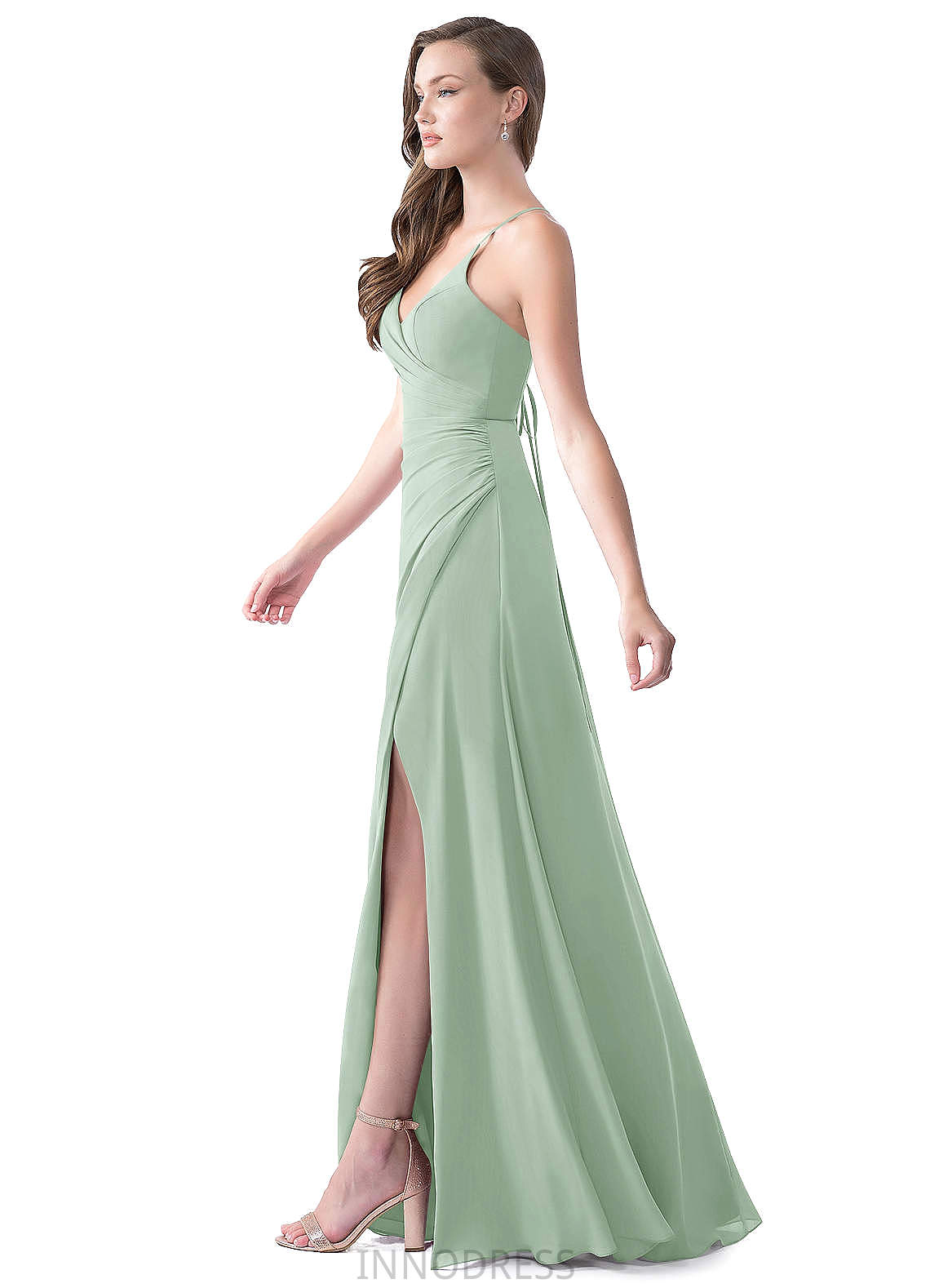 Mila A-Line/Princess Spaghetti Staps Floor Length Natural Waist Sleeveless Bridesmaid Dresses