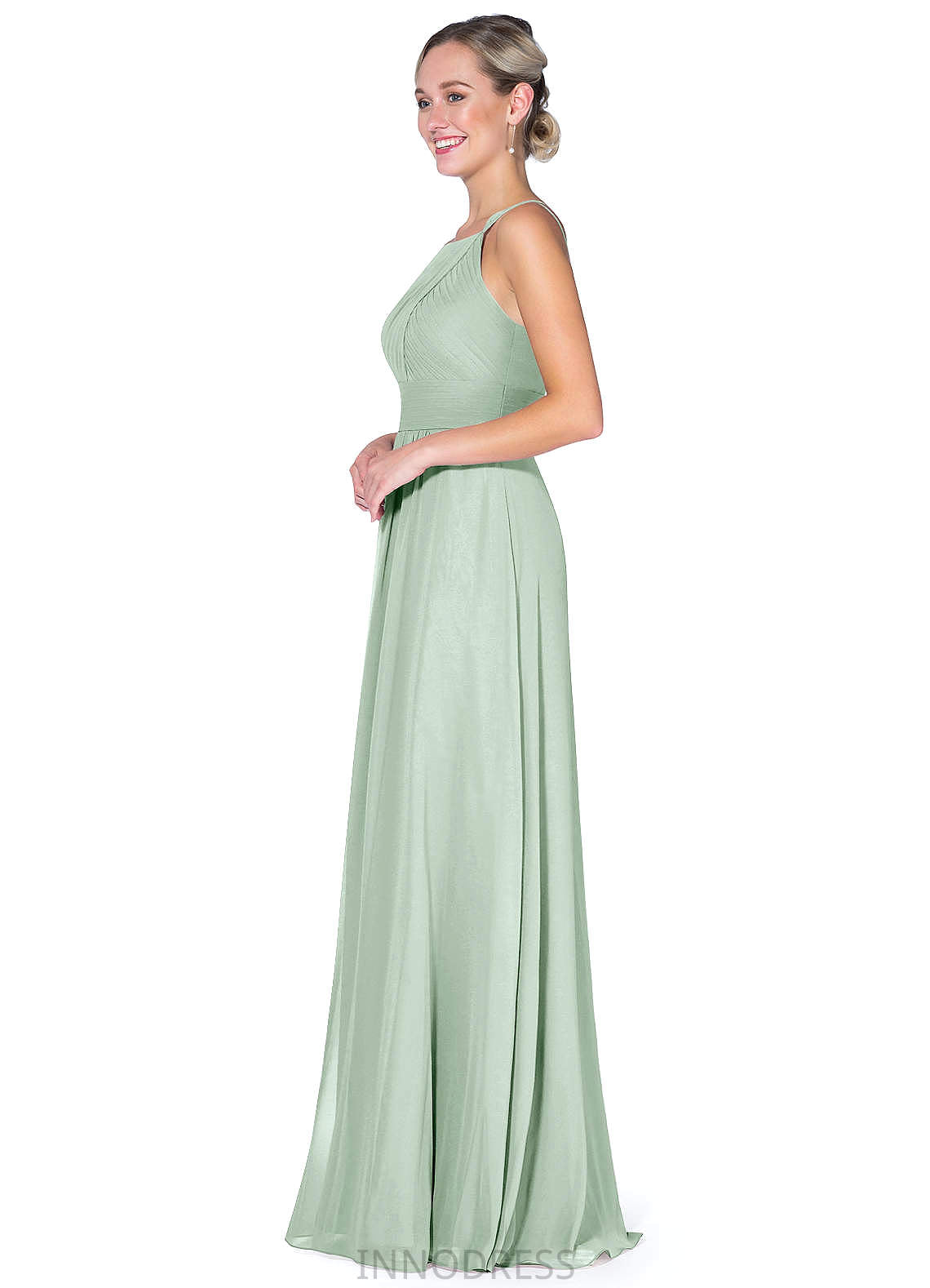 Karina V-Neck A-Line/Princess Natural Waist Sleeveless Knee Length Bridesmaid Dresses