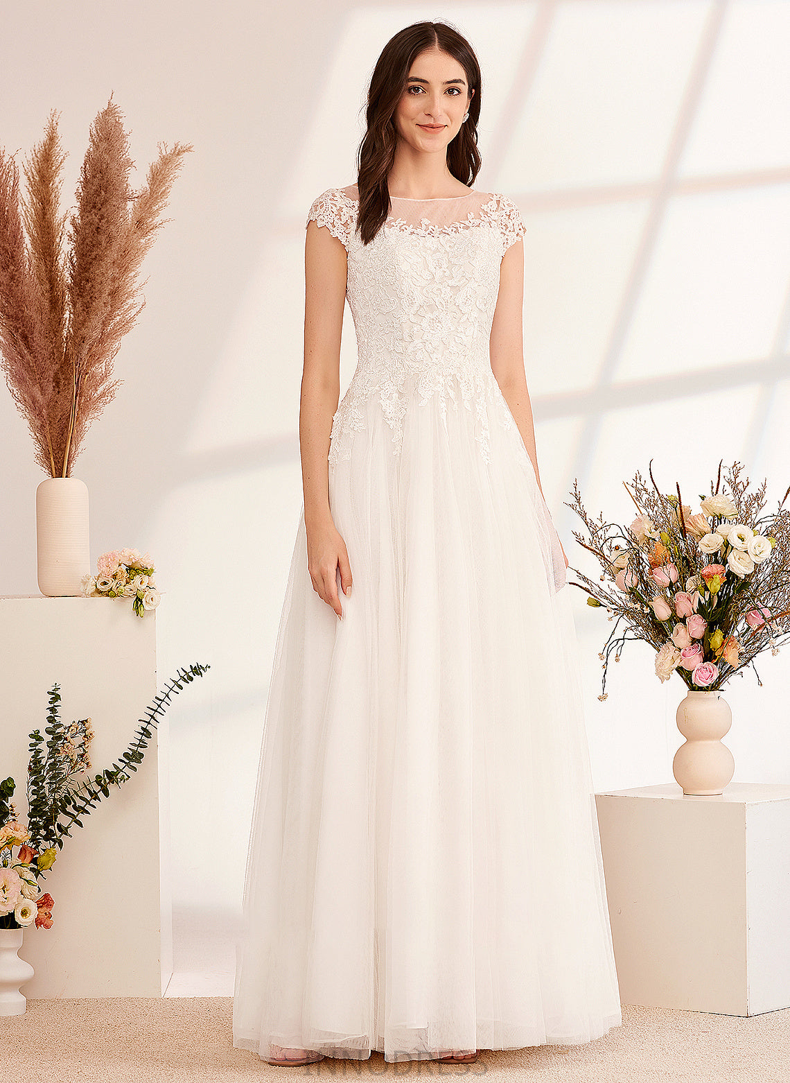 Samantha Wedding Ball-Gown/Princess With Floor-Length Dress Wedding Dresses Lace Illusion