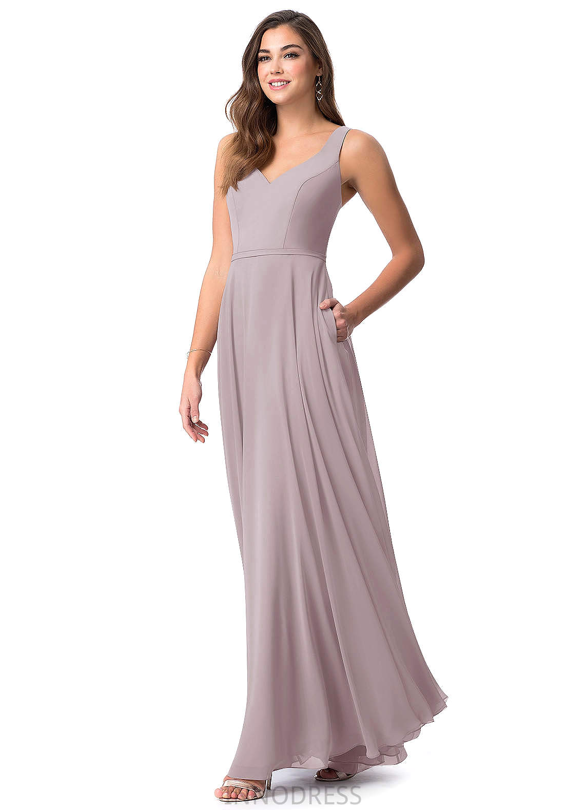 Winifred A-Line/Princess Scoop Cap Sleeves Natural Waist Floor Length Bridesmaid Dresses